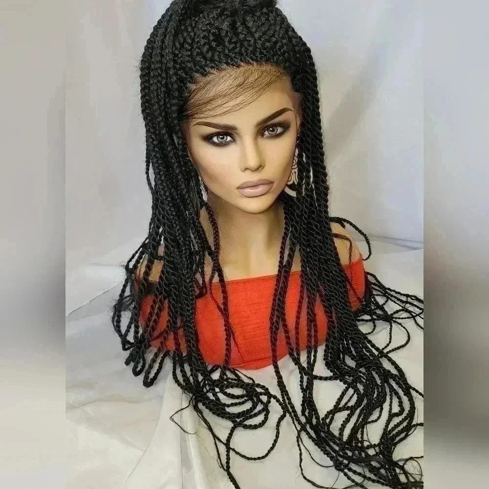Braided lace wigs,  100% handmade NWOT,  long braids,  updo  half ponytail # 1
